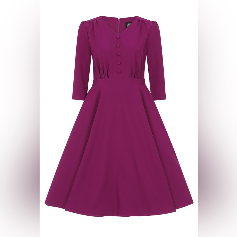 Hearts & Roses London Pretty Plum 50s Swing Dress